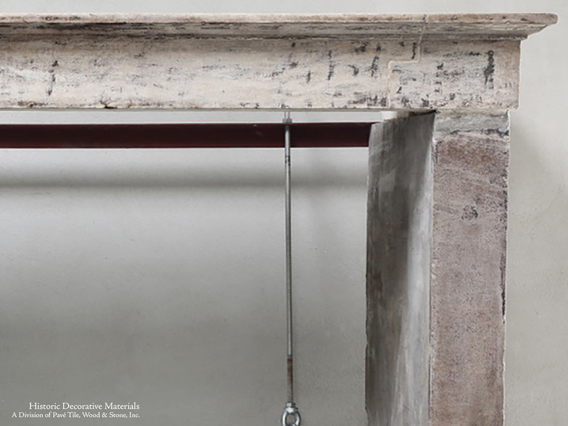 19th Century French Bourgogne Limestone Campagnarde Style Fireplace Mantel