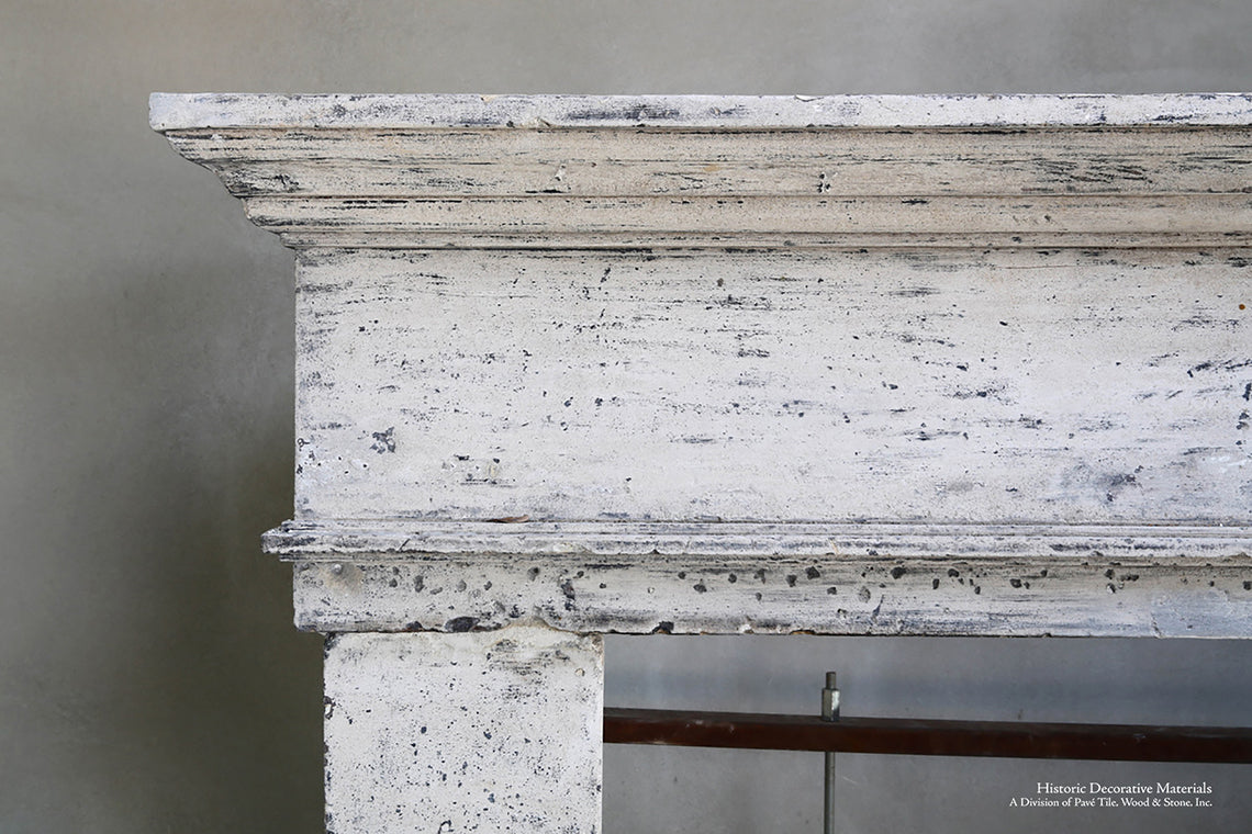 19th Century French Limestone Campagnarde Style Fireplace Mantel