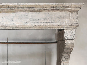 19th Century French Limestone Campagnarde Style Fireplace Mantel from Bourgogne, France