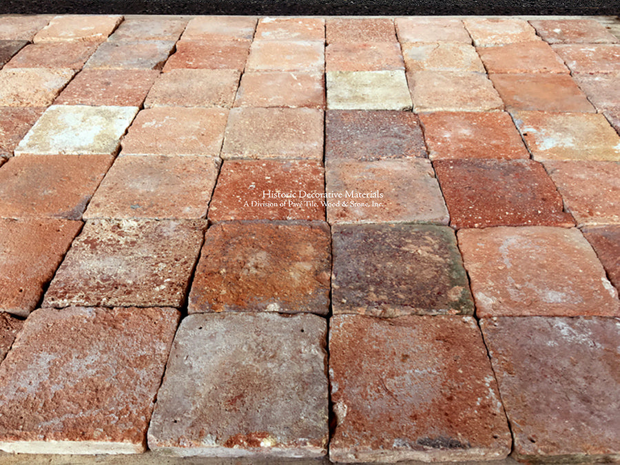 17th Century French Reclaimed Small Square Terra Cotta Tiles