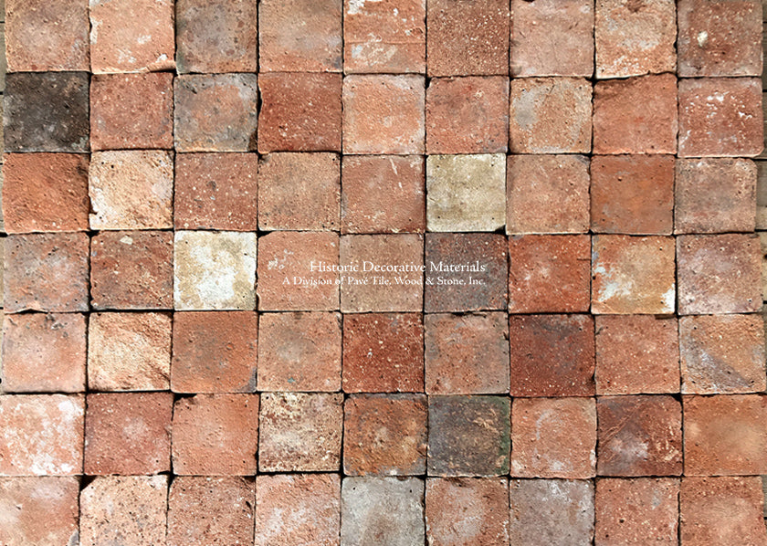 17th Century French Reclaimed Small Square Terra Cotta Tiles
