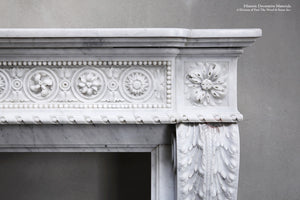 18th Century Louis XIV Bianca Carrara Fireplace Mantel Salvaged from a Salon in Paris, France