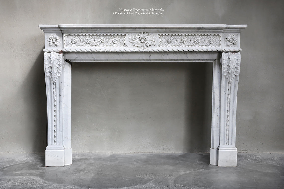 18th Century Louis XIV Bianca Carrara Fireplace Mantel Salvaged from a Salon in Paris, France