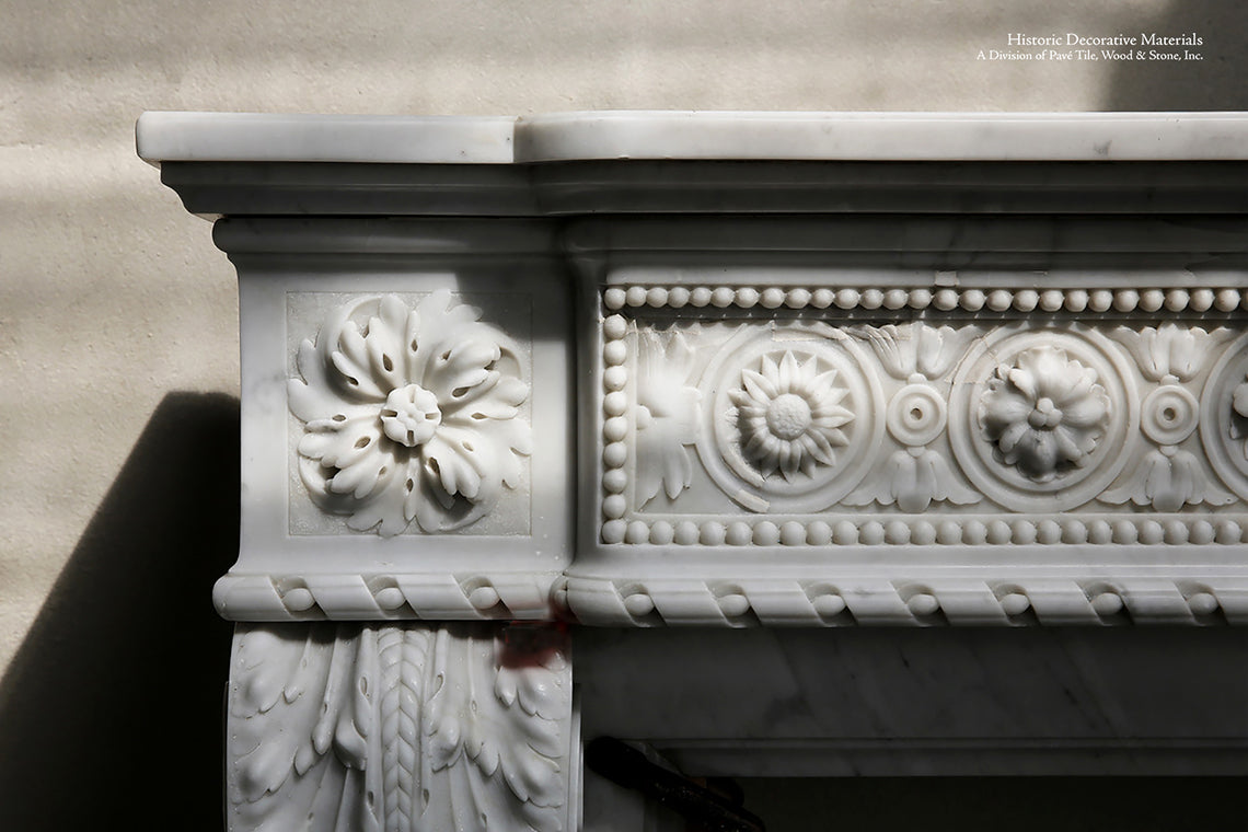 18th Century Louis XIV Bianca Carrara Fireplace Mantel Salvaged from a Salon in Paris, France