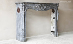 Louis XV Italian Blue Turquin Marble French 19th Century Fireplace Mantel