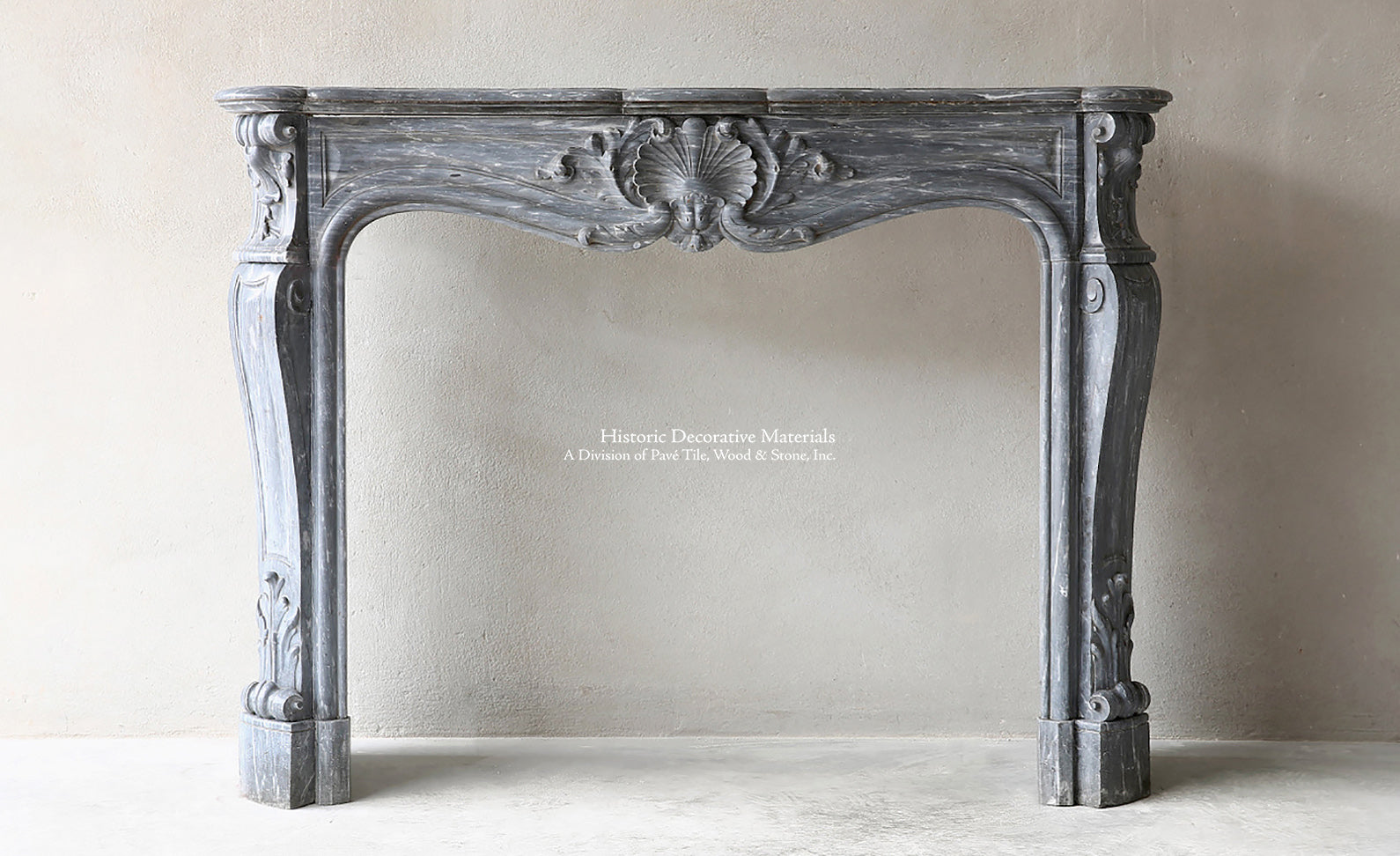 Louis XV Italian Blue Turquin Marble French 19th Century Fireplace Mantel