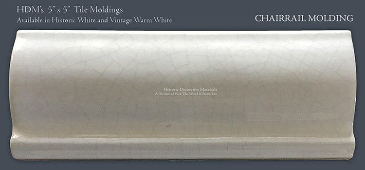 Dutch Blue 17th Century Antiqued Delft Tile Collection:  Chair Rail Molding