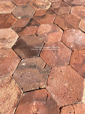 Un Vieux Sol en Sarthe French Reclaimed Terra Cotta Tile Hexagons - PA173