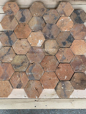 Historic Wood Flashed French Reclaimed Hexagon Terra Cotta Tile Lot 