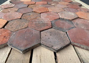 Historic Reds French Reclaimed Hexagon Terra Cotta Tile Lot 