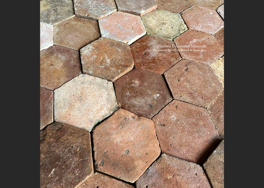 French Reclaimed Hexagon Terra Cotta Tile for Farmhouse Interiors -  Historic Decorative Materials, a division of Pavé Tile, Wood & Stone, Inc.