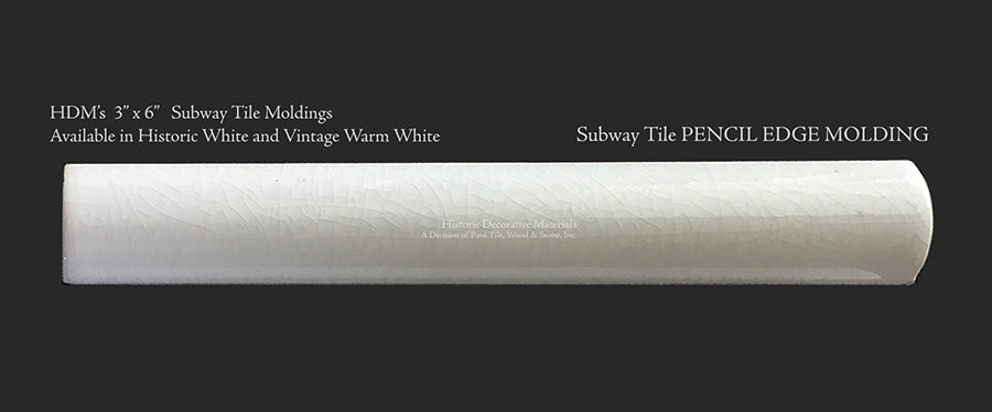HDM's Ceramic Glazed 3" x 6" Subway Tile Pencil Edge Molding