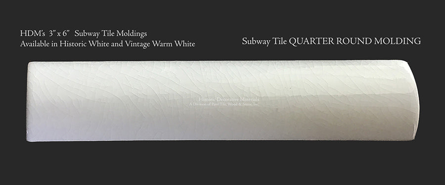 HDM's Ceramic Glazed 3" x 6" Subway Tile Quarter Round Molding