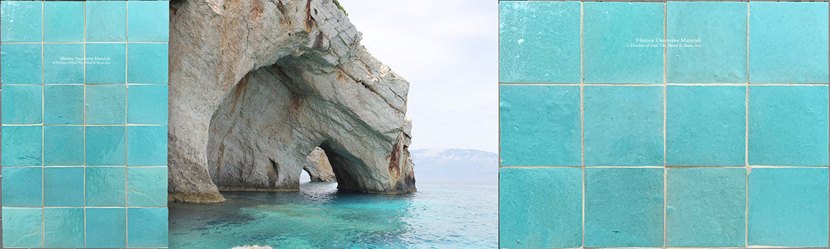 l'Art de Fez Aegean Sea Zellige Tile + Stone + White