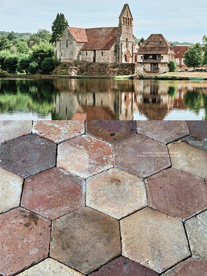 Beaulieu-sur-Dordogne French Reclaimed Terra Cotta Tile Hexagon.  Here is the Abbey of St. Pierre - once the center of this beautiful medieval village.