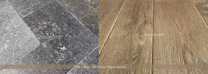 Bruges Belgian Vintage Bluestone Flooring + A Classic French Oak Floor like our Kings of France 18th Century French Oak Floors in Harvest Wheat