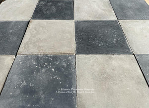 Soft Black & Broken White Antique Italian Cement Tile - CM13