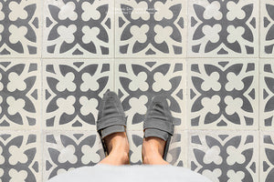 Catalan Farmhouse 1850 Antiqued Cement Tile Collection - Lucky Clover: Stone + Authentic Olde White