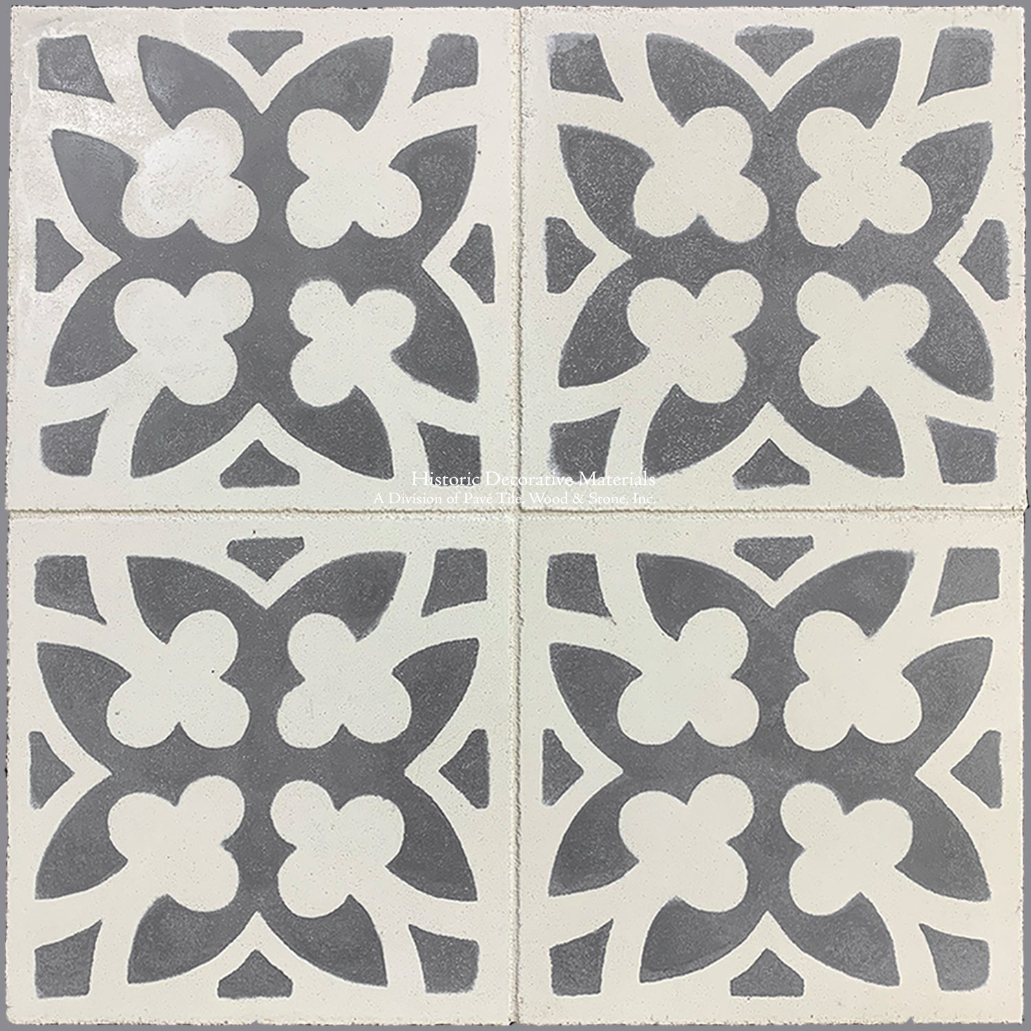 Catalan Farmhouse 1850 Antiqued Cement Tile Collection - Lucky Clover:  Stone + Olde White