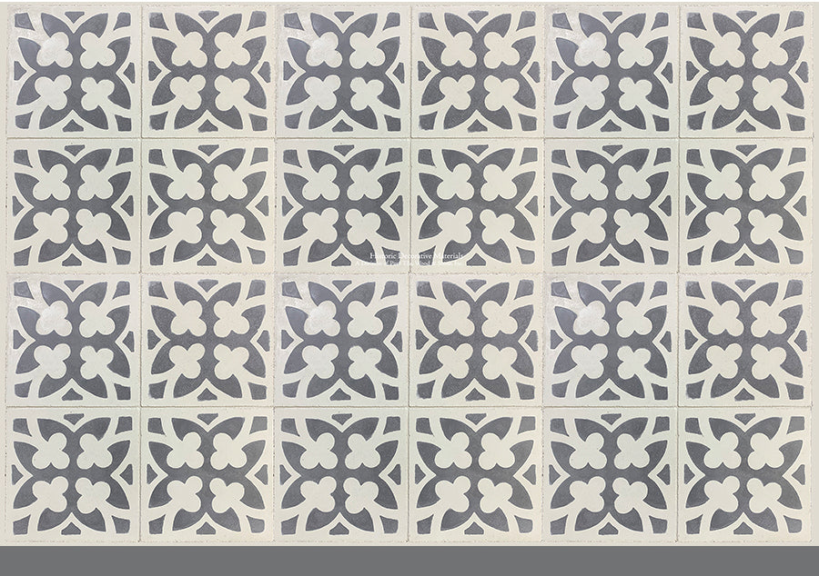 Catalan Farmhouse 1850 Antiqued Cement Tile Collection - Lucky Clover:  Stone + Olde White