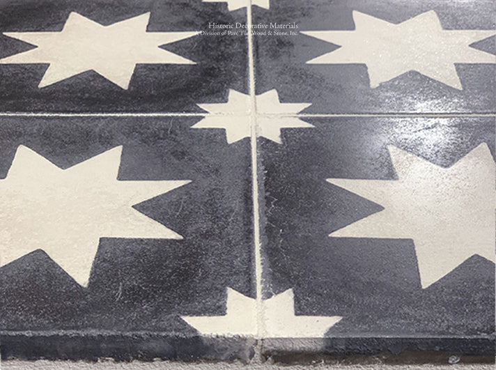 Antiqued by hand to accelerate the surface of the cement tile into a satin patina