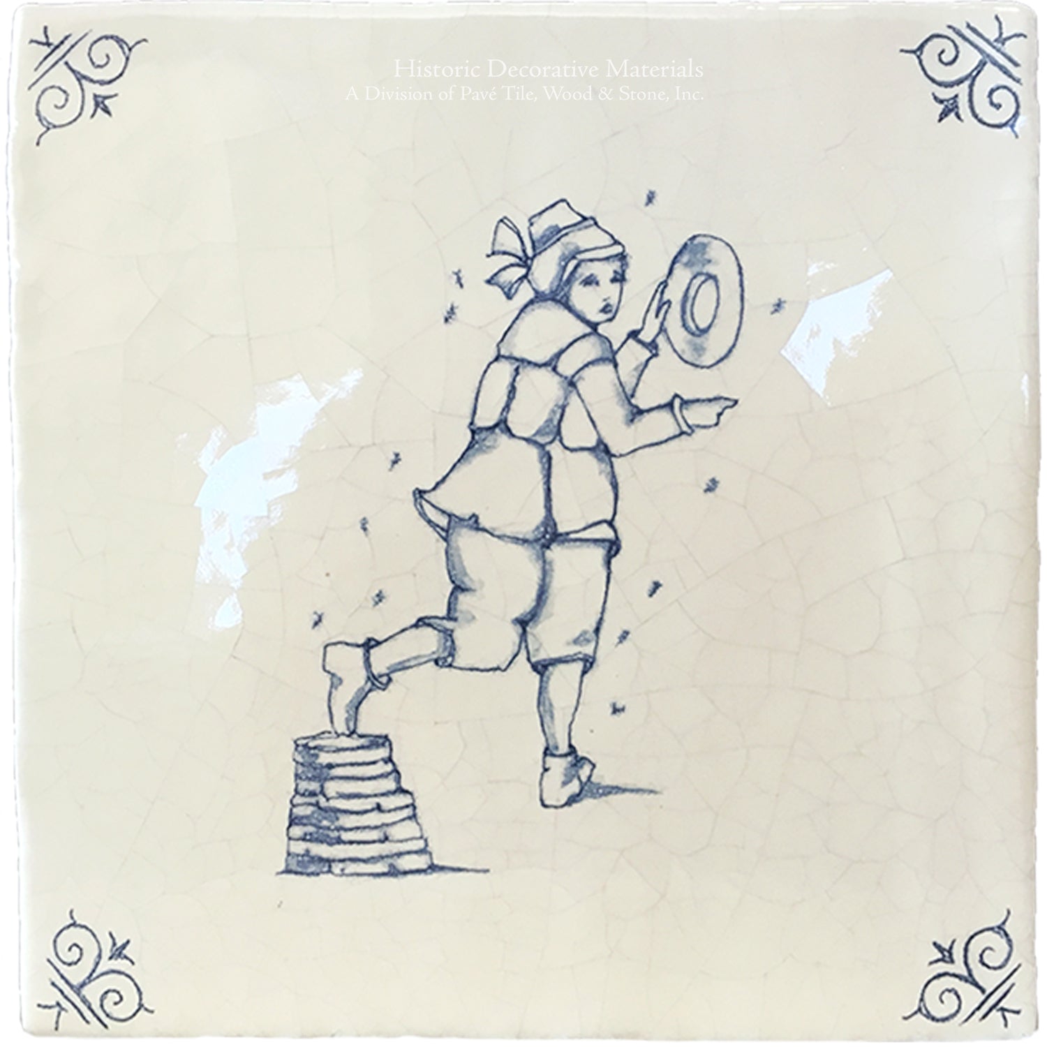 Pastoral Scenes of this beekeeper is a classic Antique Delft tile motif.