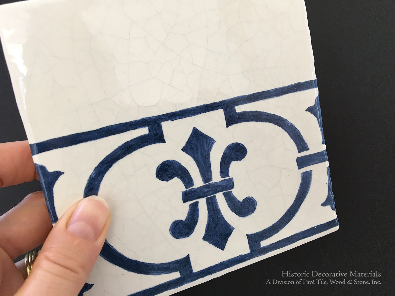 Hand Painted Decorative blue & white French art tiles for elegant kitchens.