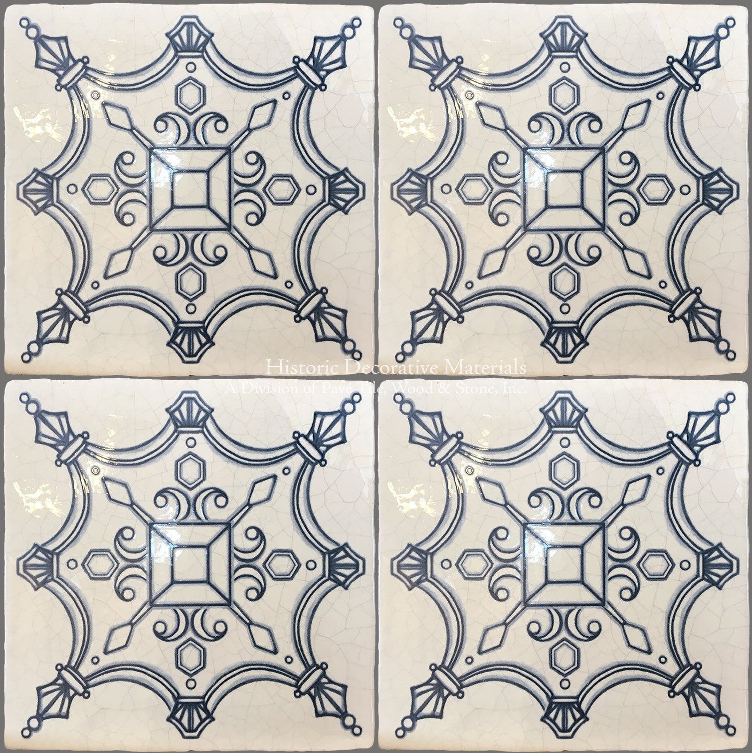 16th Century Italian Decorative Tile:  House of Medici on Vintage Warm White Field Tile