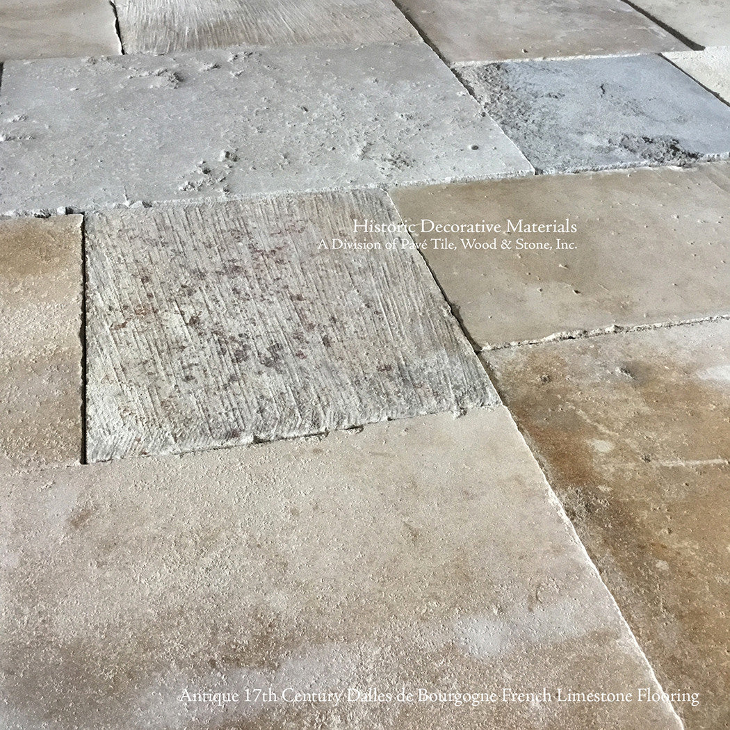 Antique French Limestone Flooring Dalle de Bourgogne is adored for it's rich patina.