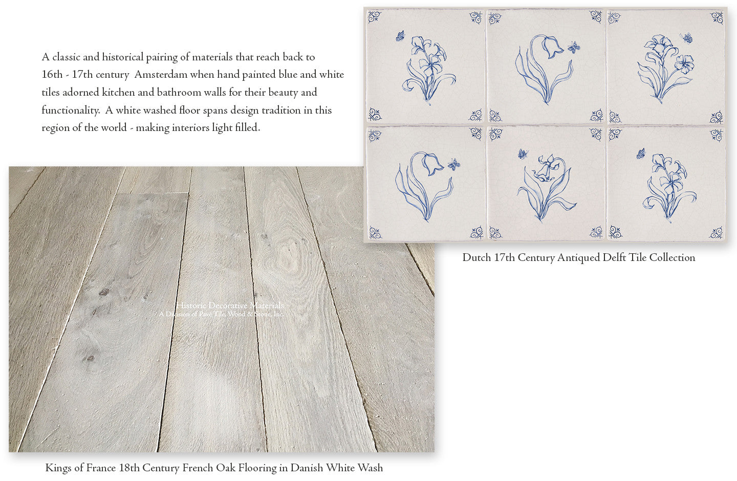 Dutch Blue Delft Tiles for Kitchen Backsplash and White Wash oak Floors