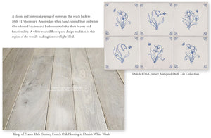 Dutch Blue Delft Tiles for Kitchen Backsplash and White Wash oak Floors
