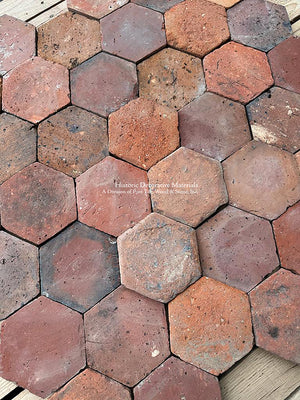 Historic Reds French Reclaimed Hexagon Terra Cotta Tile Lot 