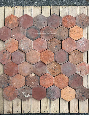 Historic Reds French Reclaimed Hexagon Terra Cotta Tile Lot 