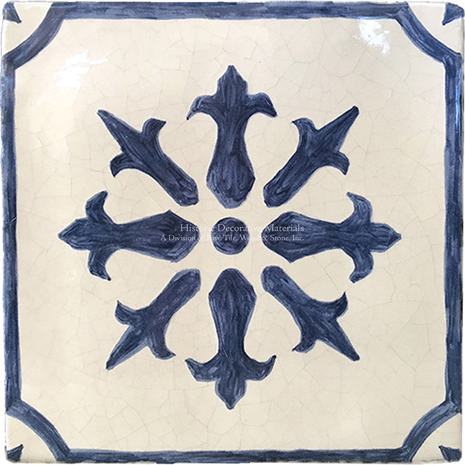 Vintage French Blue & White Patterned Accent Tiles for Elegant Kitchens.