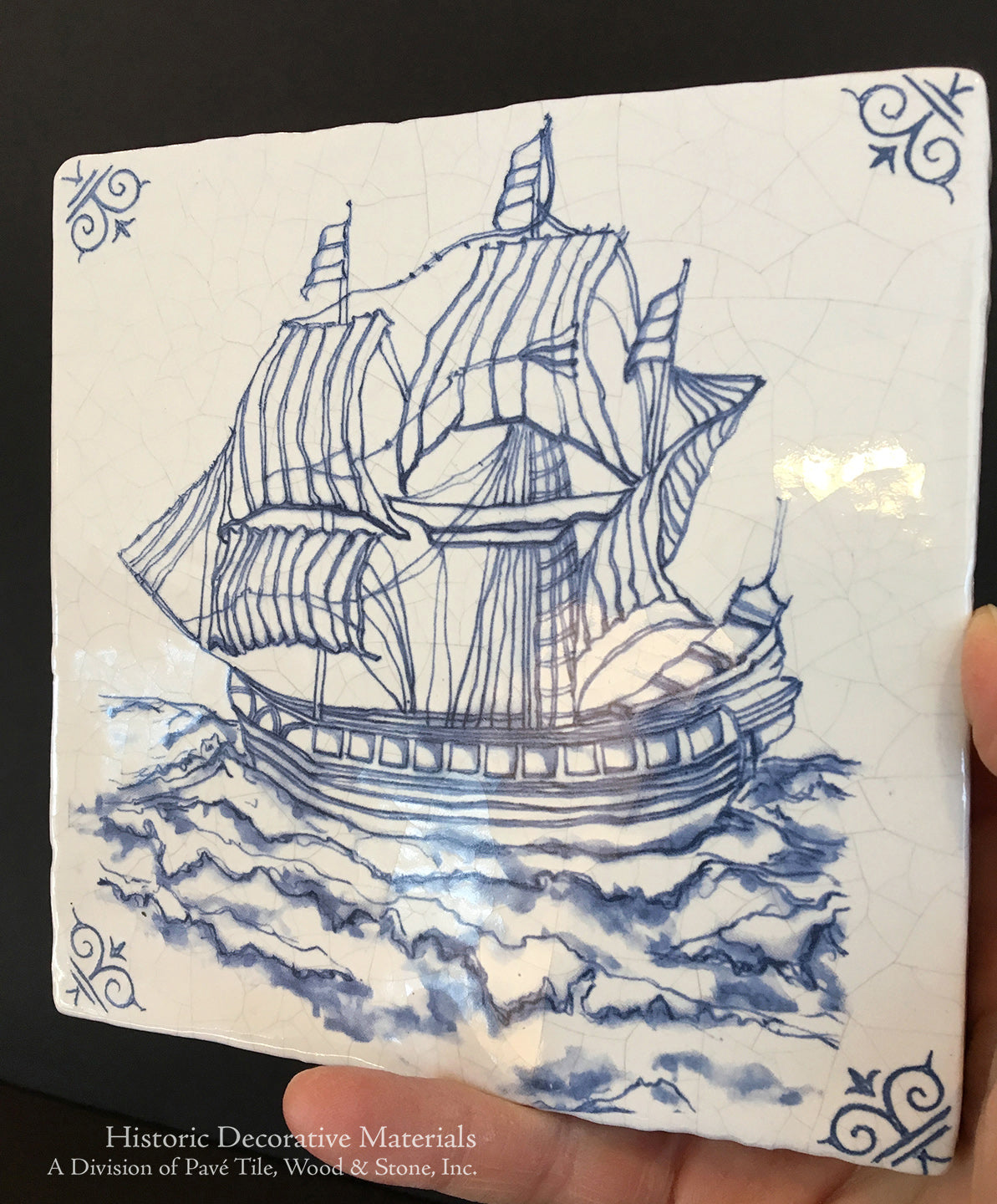 Antiqued Delft Tile - Let's Find Treasures on Vintage Warm White Field