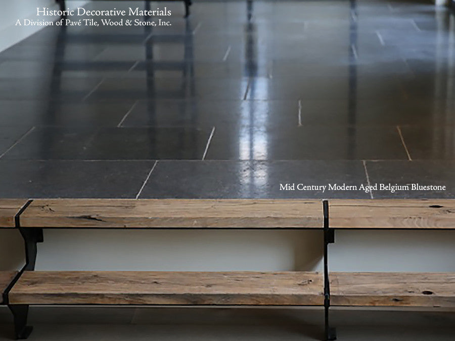 Antique Belgian Bluestone floors add warmth and history to contemporary interiors.