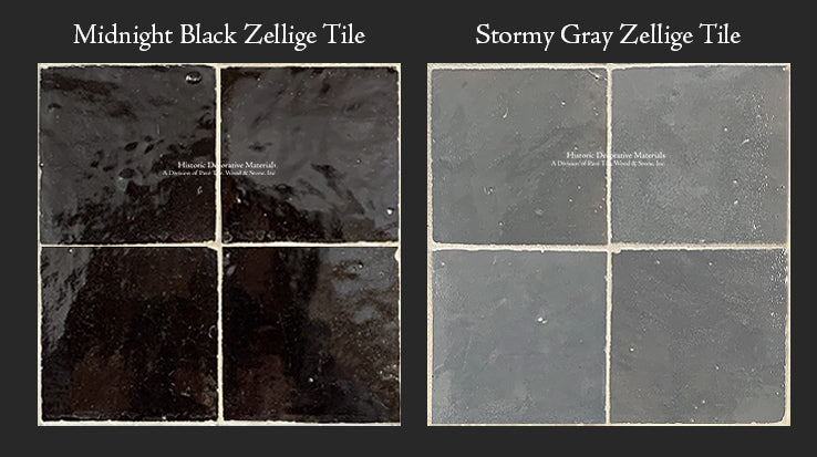 Moroccan Zellige Tile Sample Package: Midnight Black Zellige Tile + Stormy Gray Zellige Tile