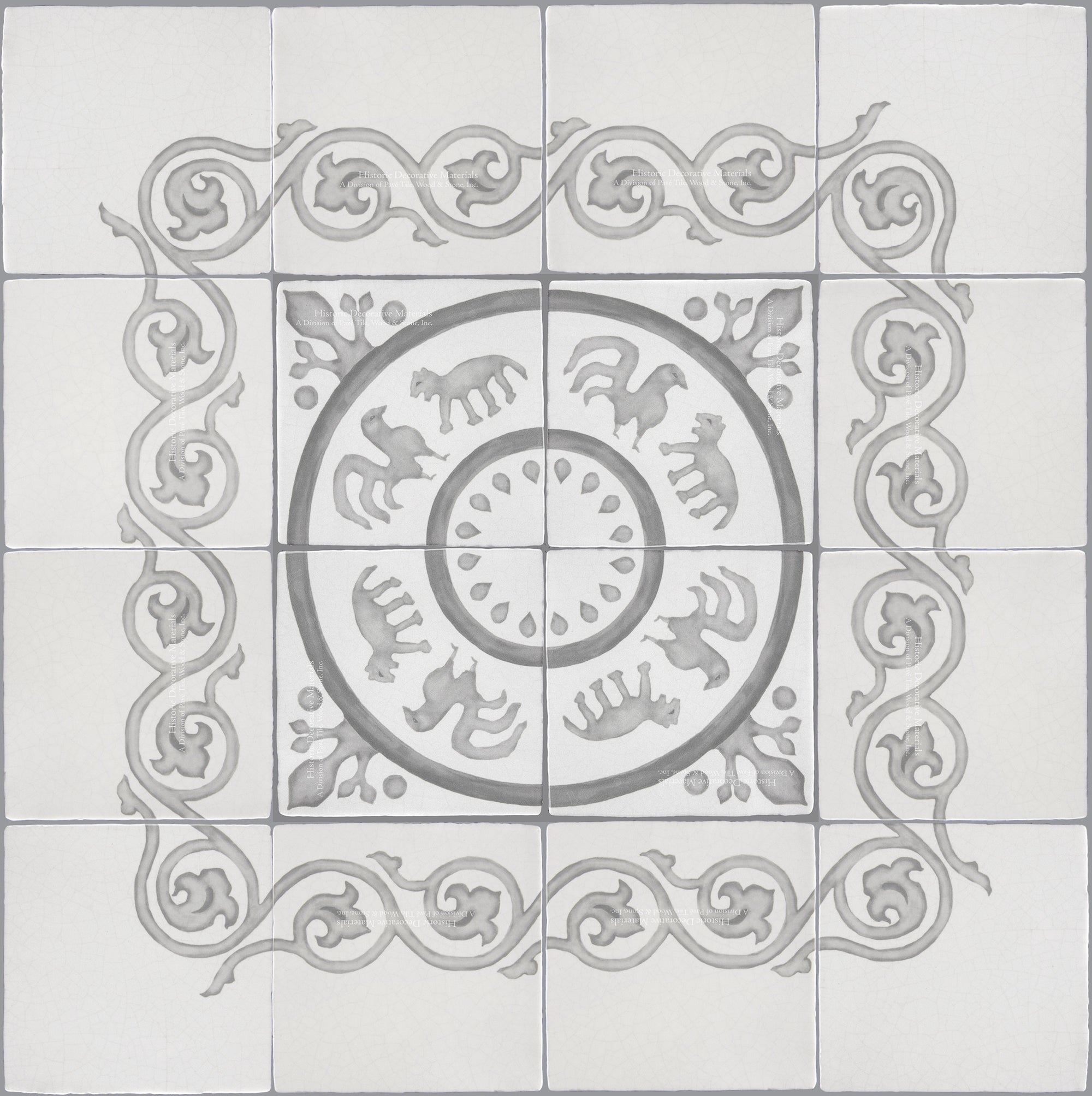 French Encaustic Decorative Wall Tile for Kitchens, Baths and Fireplace Surround Tiles