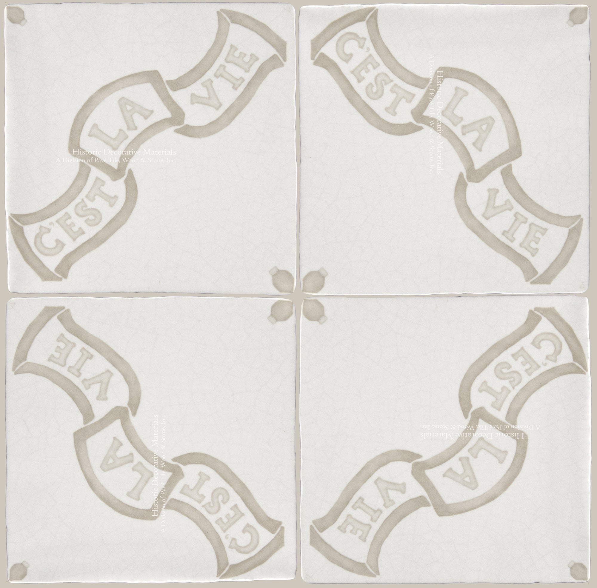 French Encaustic Decorative Wall Tile for Kitchens, Baths and Fireplace Surround Tiles