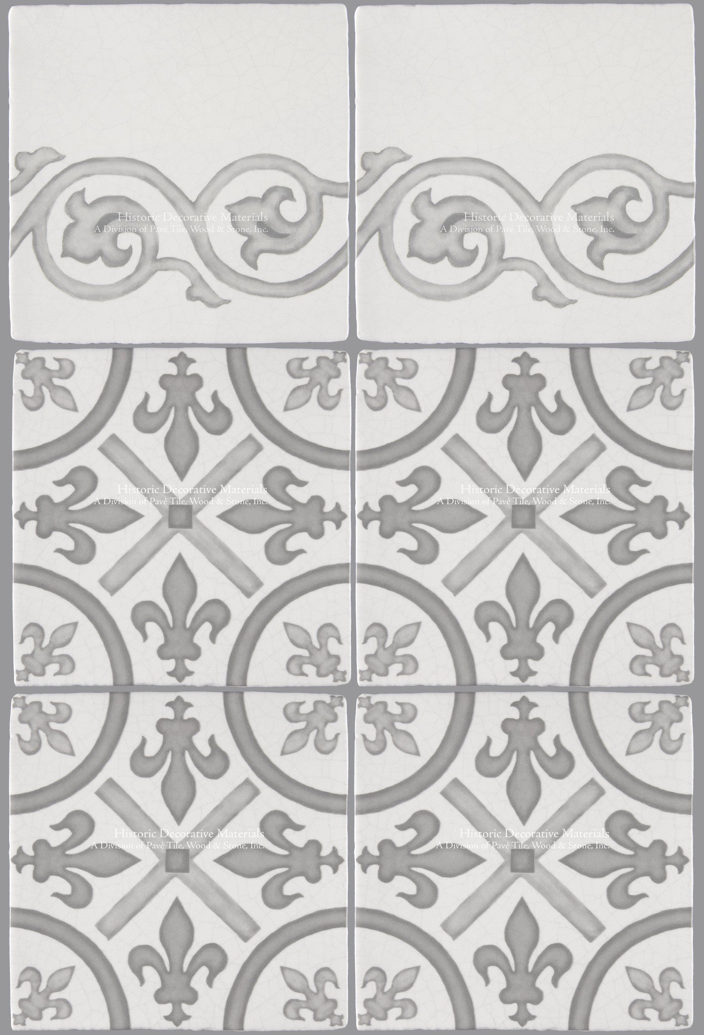 French Encaustic Decorative Wall Tile for Kitchens, Baths and Fireplace Surround Tiles