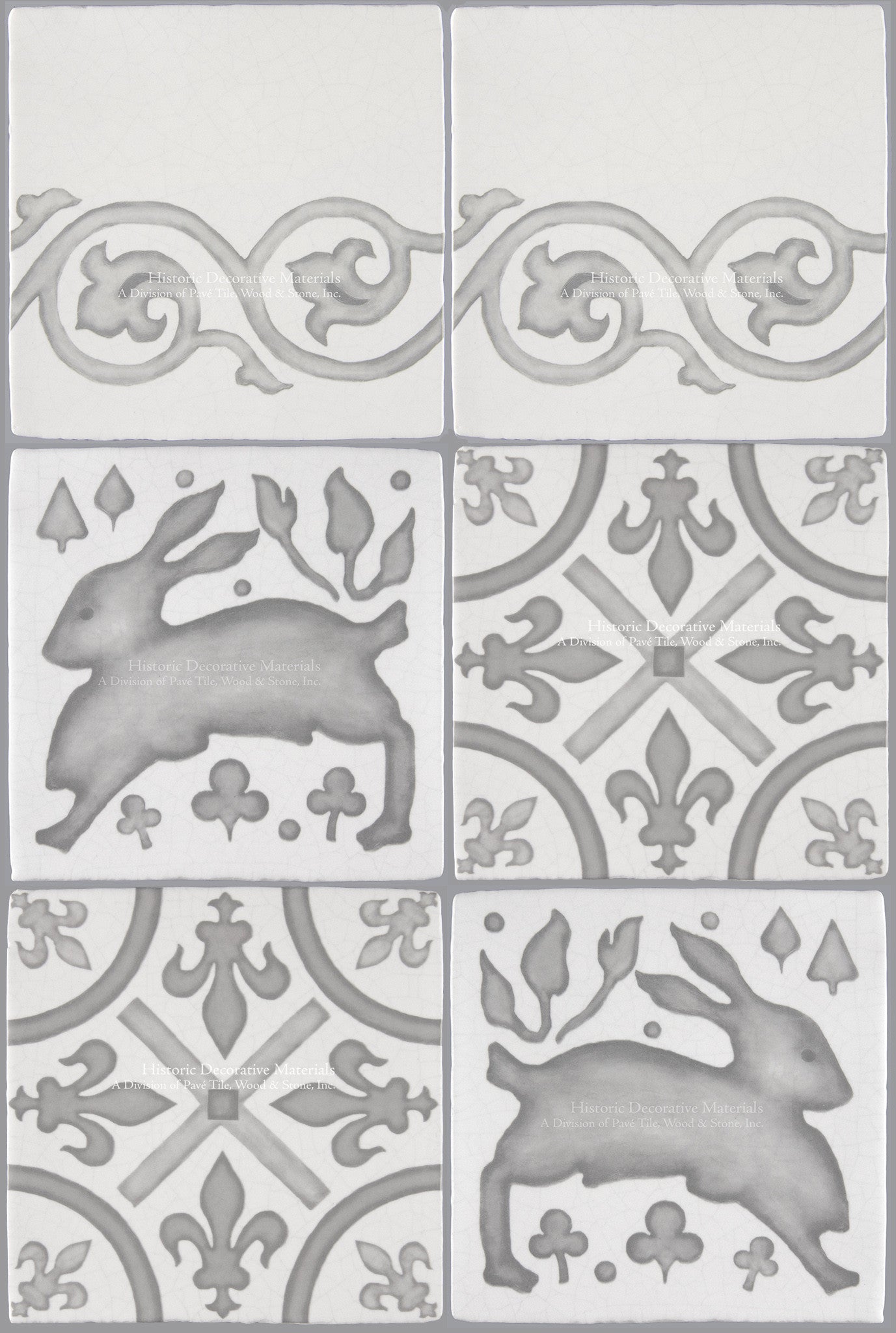 French Encaustic Decorative Wall Tile for Kitchens, Baths and Fireplace Surround Tiles