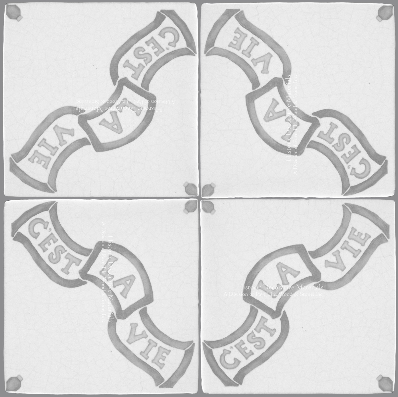 French Encaustic Decorative Wall Tile "C'est la Vie"