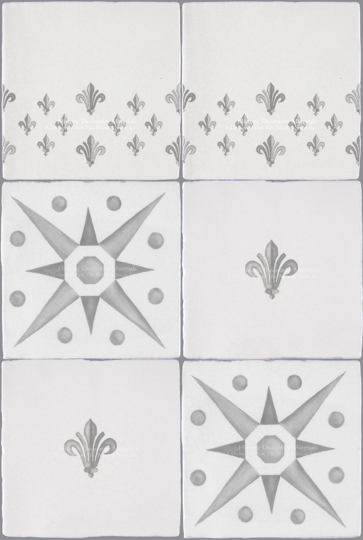 French Encaustic Decorative Wall Tile for Kitchens, Baths and Fireplace Surround Tiles