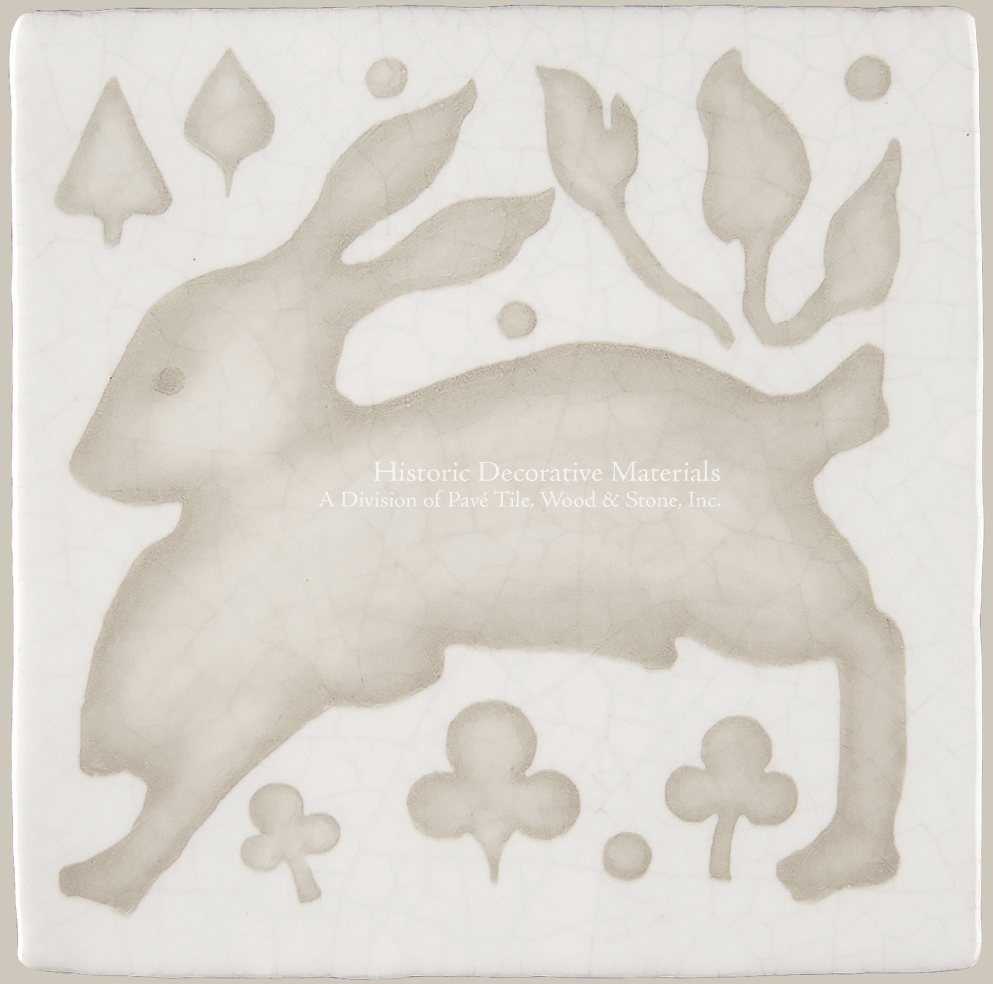 Gardens in the Cloister 16th Century French Encaustic Decorative Tile: Lapin