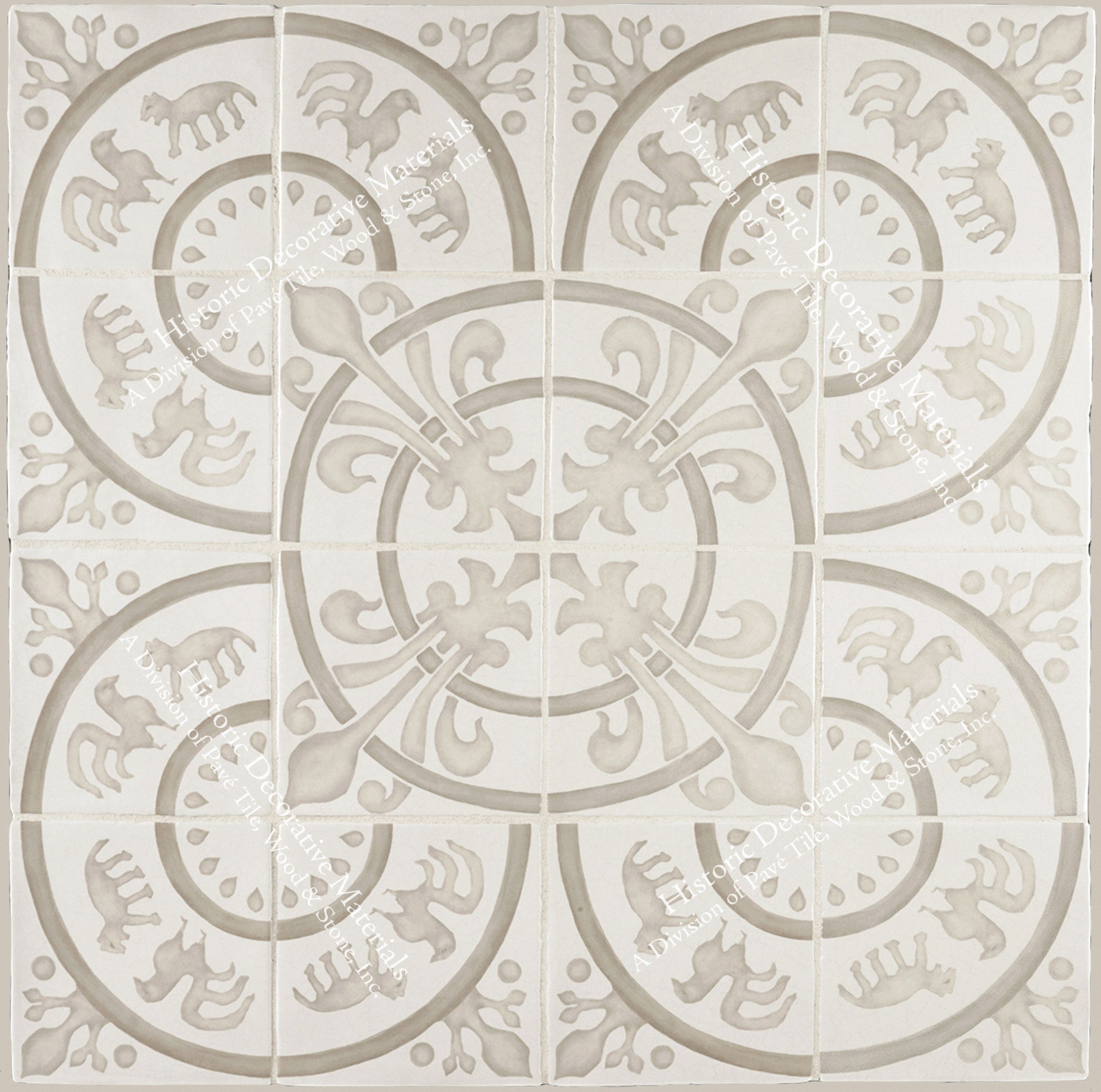 French Encaustic Decorative Wall Tile " Rosace: Queen's Country House"