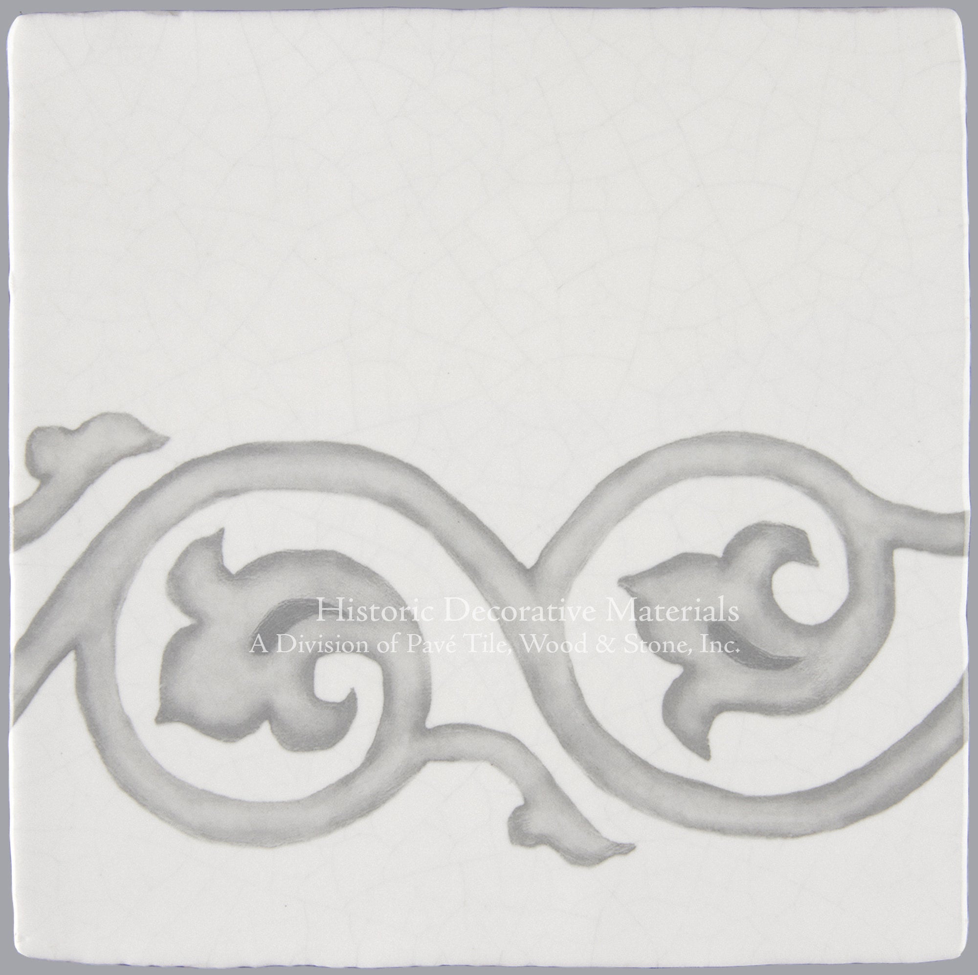 French Encaustic Decorative Wall Tile "Tulip Border"