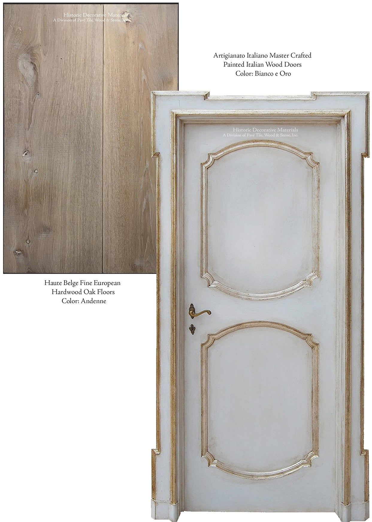 Master Crafted Antiqued Solid Wood Doors - Blanc et Or