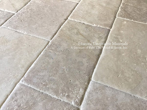 Aged French Limestone Flooring from France loved by architects for kitchen and baths.