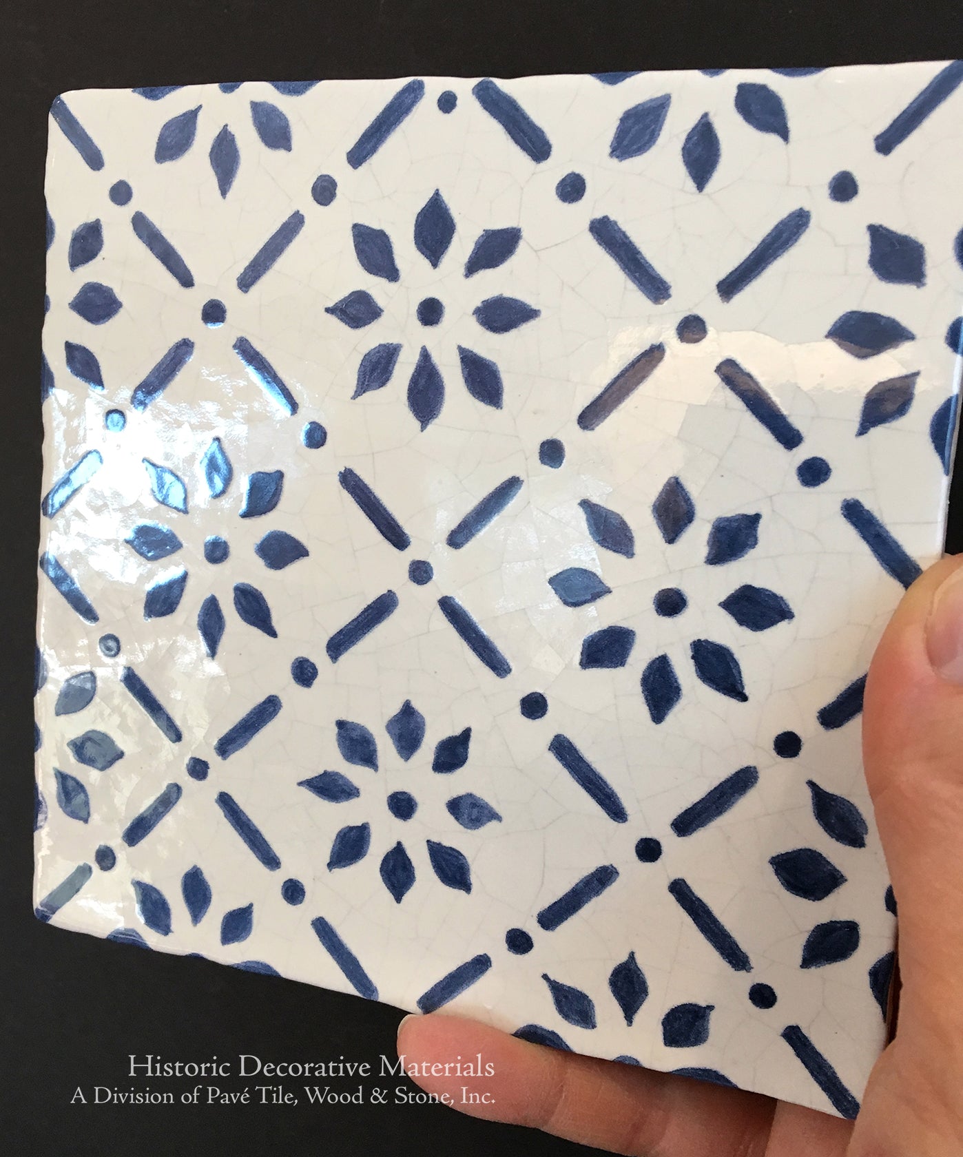 Cuisine de Monet Blue and White French Tile - Petals