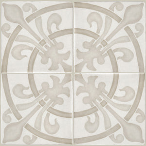 French Encaustic Decorative Wall Tile "Rosace: Fleur de Lys"